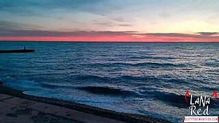 i sucked a strangers big dick at sunset by the sea and swallowed his cum, lana red
