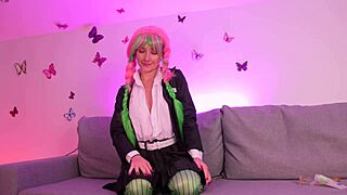 my hot new video cosplaying as mitsuri kanroji with toys and costumes