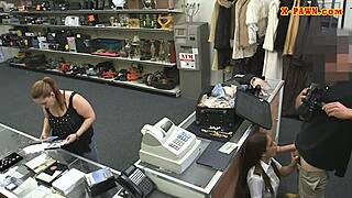 Wow! Latina stewardess banged hard at the pawnshop on hidden cam!