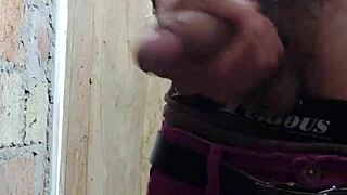 why is that tall twink slapping his skinny cock?