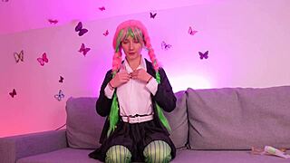 my hot new video cosplaying as mitsuri kanroji with toys and costumes