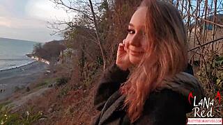 i sucked a strangers big dick at sunset by the sea and swallowed his cum, lana red