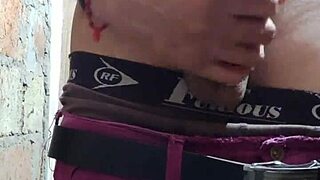 why is that tall twink slapping his skinny cock?