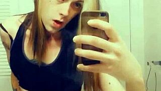 hot tranny groping her small clitty in panties