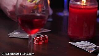 Curvy babes got wild playing strip poker. They ended up scissoring on the couch!