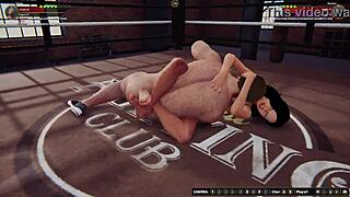 Ethan battles Aurora in the second naked fighter 3D game with face sitting and licking