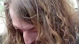 giving morning blowjob to buddy in car with monster cock