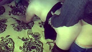 she puts on a dress and buccaneer stockings, then they have passionate doggy style sex