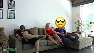 The unfaithful wife spends time with her friend while the husband watches