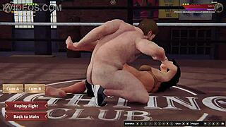 Ethan battles Aurora in the second naked fighter 3D game with face sitting and licking