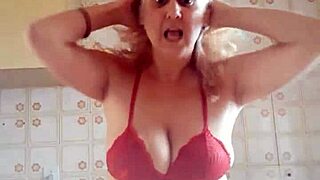 this blonde milf is masturbating her saggy tits 😘