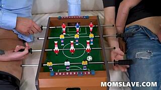 Lana Roy and Kiara Lord play foosball with their naughty stepdad