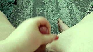 cute bbw tranny strokes big cock and cums pov 😏
