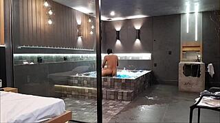 wild sex in the bathtub with brunette