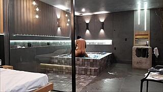 wild sex in the bathtub with brunette