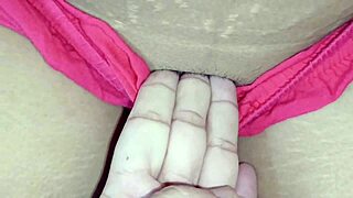 teen with shaved pussy gets horny and wet from big cock in ass, leading to orgasm 😈