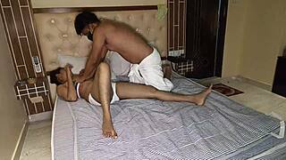 desi couple's hot amateur sex bent over with close-up creampie