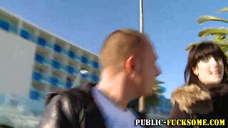 petite babe sucks me wild in public spot