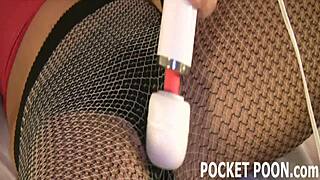 Taylor Rubbing Her Pussy Over Fishnet Pantyhose