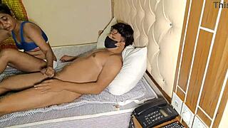 desi couple's hot amateur sex bent over with close-up creampie