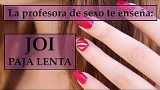 The teacher guides the student through jerk off instructions