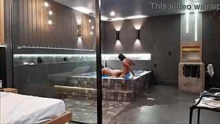 wild sex in the bathtub with brunette