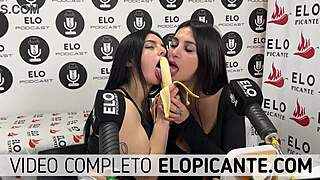 Mielcita And Almendra Suck Banana With Cream And Swallow