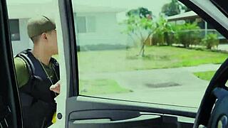 cute latina dickrides immigration officer in office