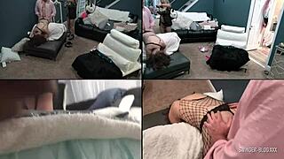 Amateur swingers feeling sexy in lingerie during group pussy fucking