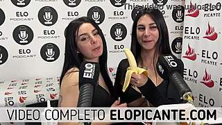 Mielcita And Almendra Suck Banana With Cream And Swallow