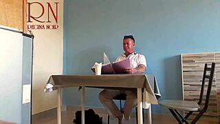 Naked waitress serves restaurant guest straight from her curvy navel. It's wild to watch this amateur action!