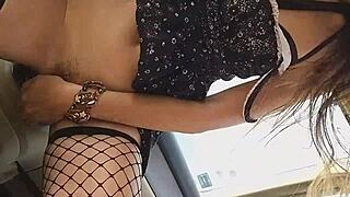 Wow! Best way to fix a broken car gear stick with pussy fucking!