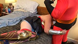 Granny Wonderwoman Fucks Mr Incredible Hard in Costume