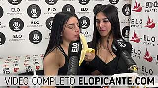 Mielcita And Almendra Suck Banana With Cream And Swallow
