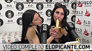 Mielcita And Almendra Suck Banana With Cream And Swallow