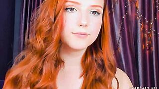 wow, this amazing red head is blowing herself like crazy! 😲