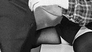 The secretary whispers, 'I'll ride your cock for that annual prize.'