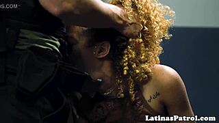 Hot latina woman performs deepthroat fuck blowjob and rides cock at workplace