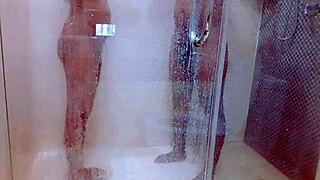 Hot Couple Enjoys Steamy Shower Sex with Natural Tits Exposed