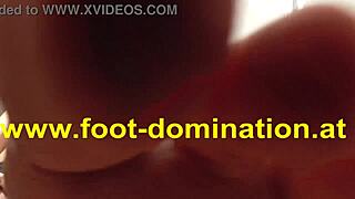 Redhead stomping her slave into total submission!