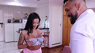 he becomes a tailor to eat vitoria beatriz's shaved pussy