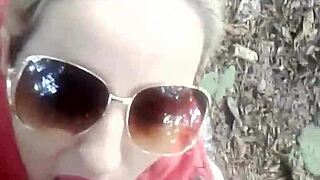 Blonde wife cheats outdoors with stranger