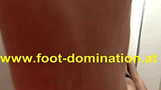 Redhead stomping her slave into total submission!