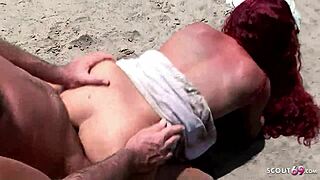 European redhead Latina teen Marcia likes to fuck outdoors, she likes sex on the beach
