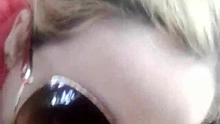 Blonde wife cheats outdoors with stranger