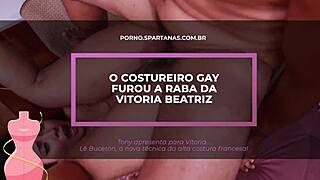 he becomes a tailor to eat vitoria beatriz's shaved pussy
