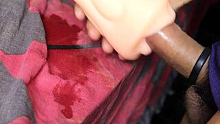 A latina amateur gives a realistic blowjob to a big cock close-up