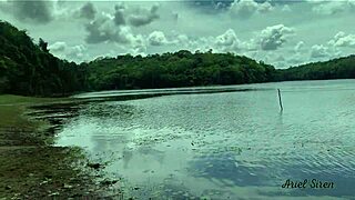 i flash small tits to neighbors in public camping vlog with blowjob and riding.