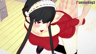 yor forger gives a pov blowjob and gets fucked in this spy x family uncensored hentai scene