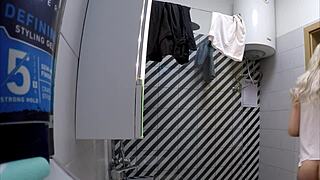 Watch this tattooed slut prep for her scene.